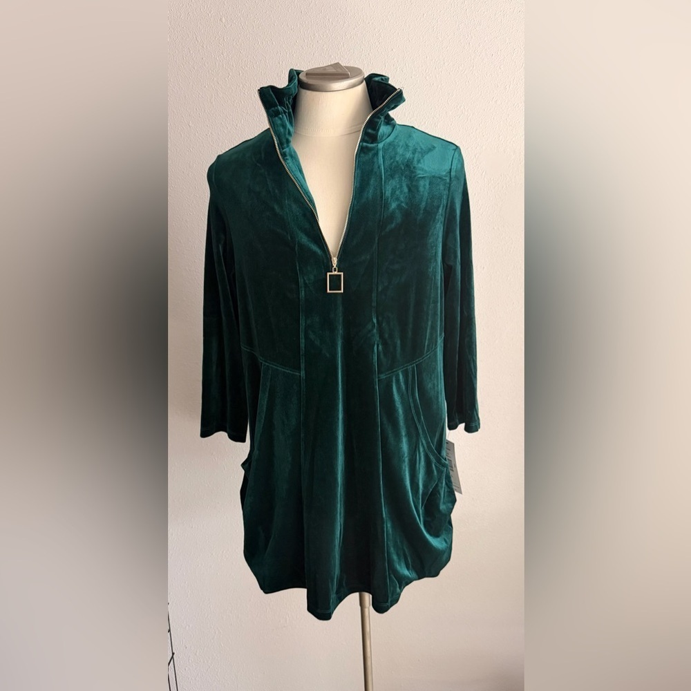 Calessa Elegant Green Velvet Midi Dress Large New
